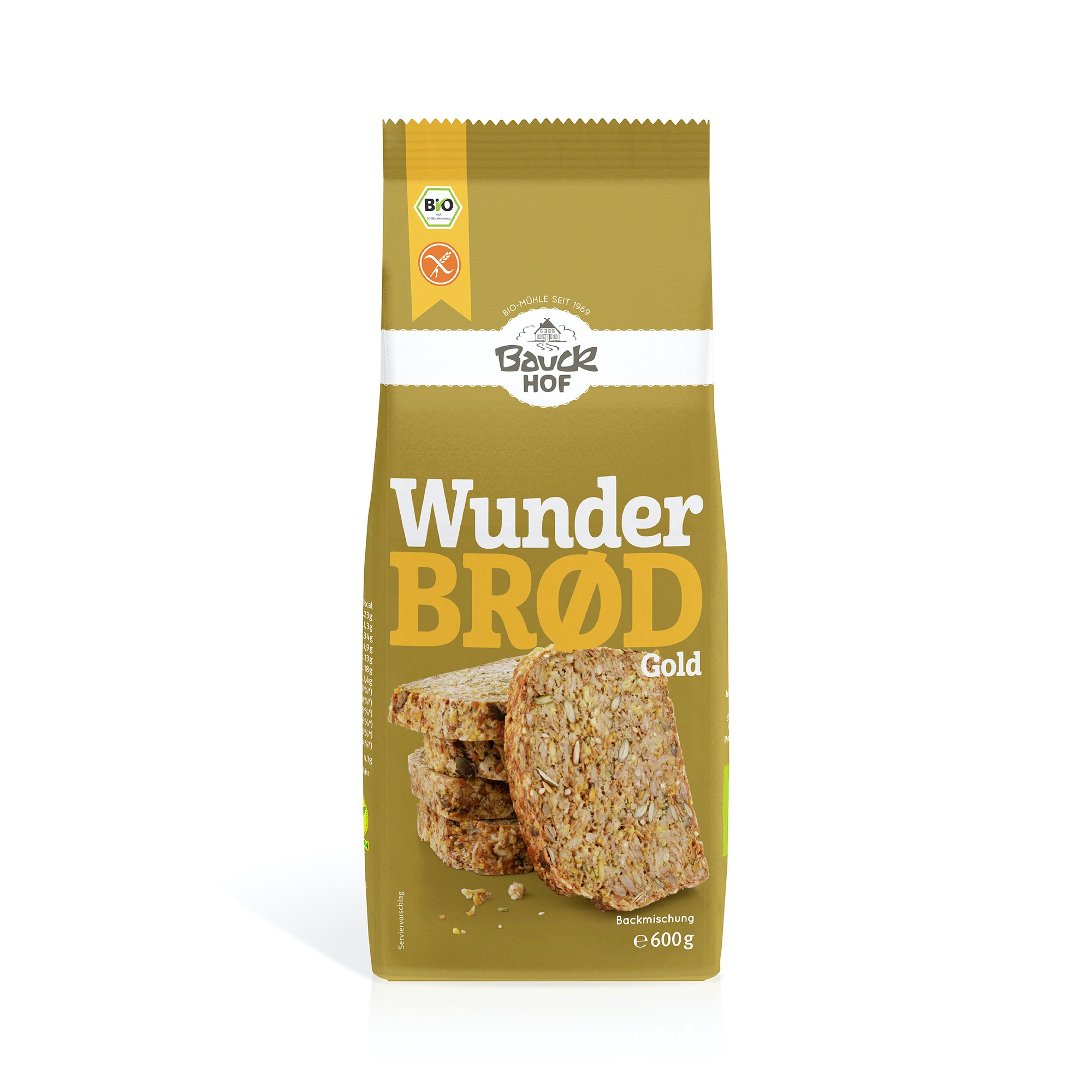 Brotbackmischung Wunderbrot Gold, glutenfrei, Bio von Bauckhof.