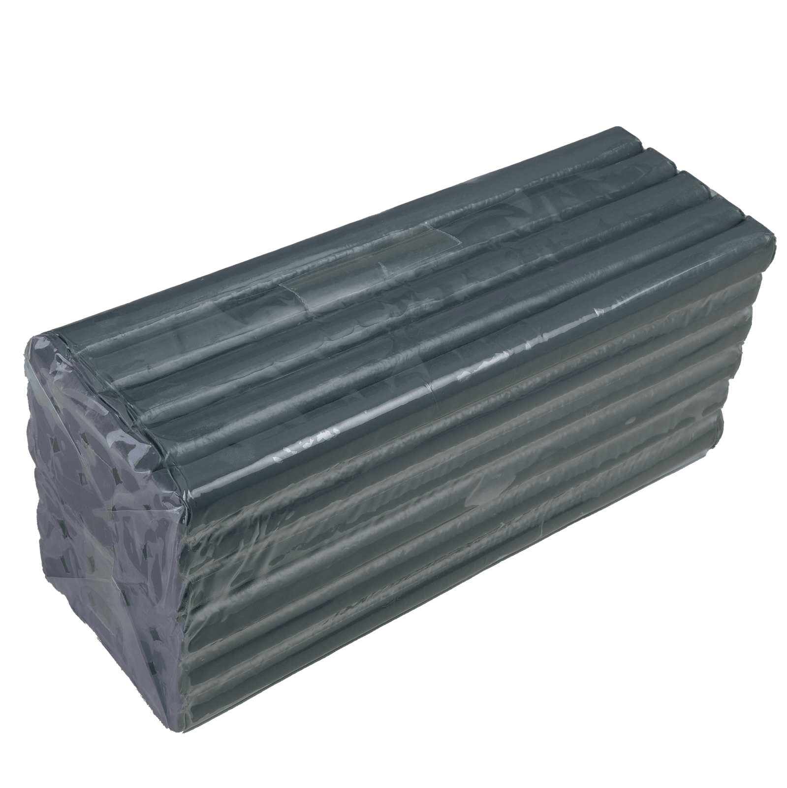 The image shows a rectangular package wrapped in transparent plastic. Inside, there are several long, cylindrical objects arranged parallel to each other. The package appears to be sealed, and the objects inside are uniformly colored in a shade of gray.