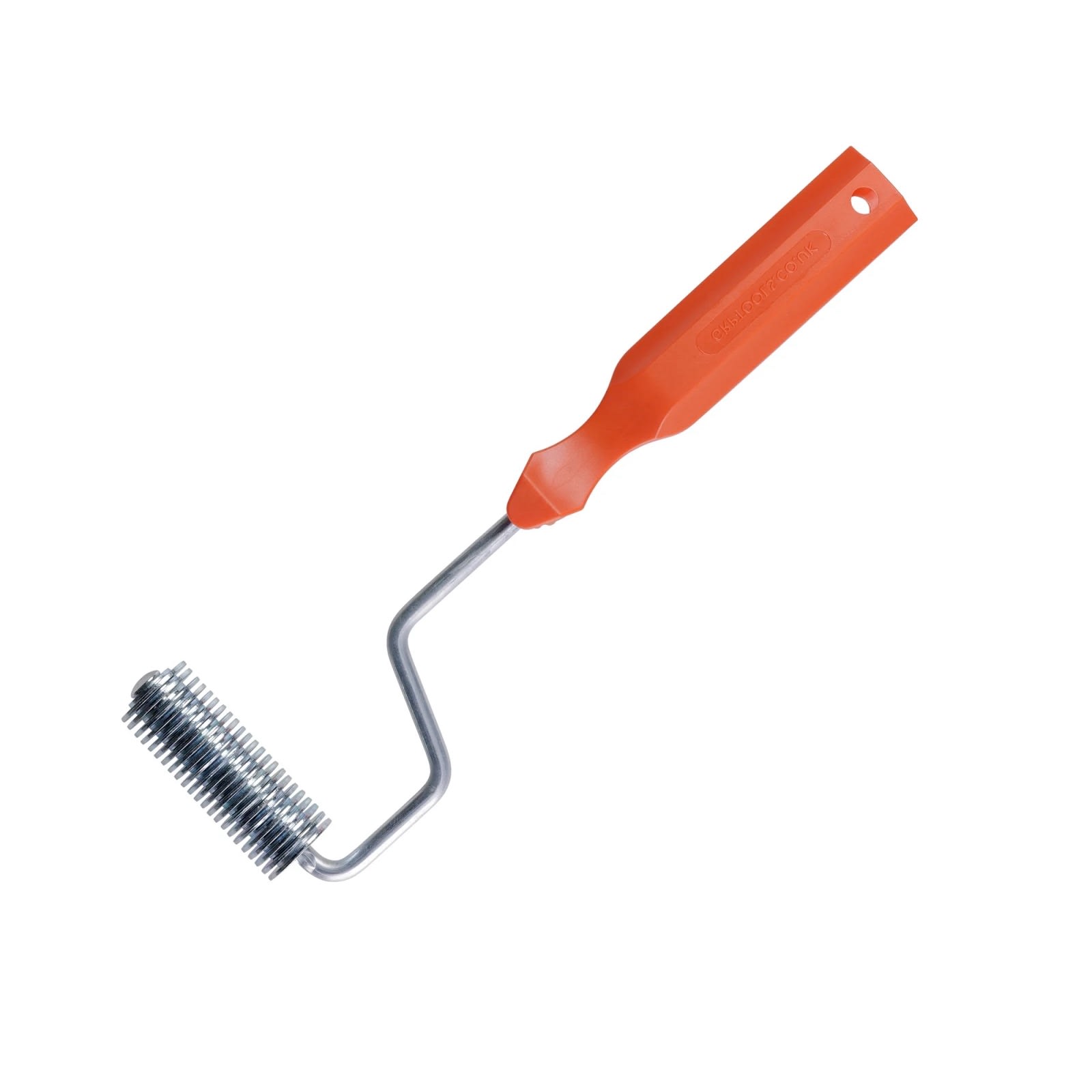 Kunststoffgriff-Werkzeug in orange mit Metallwalzen, die gerillt sind.