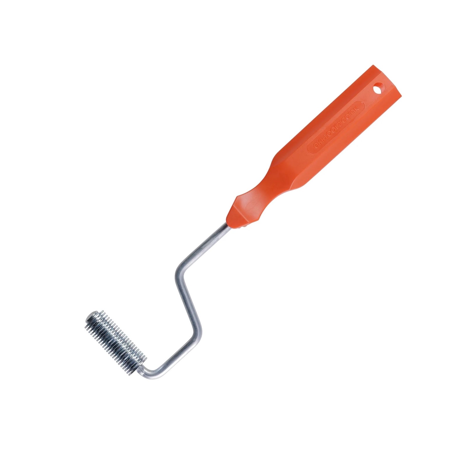 Kunststoffgriff-Werkzeug in orange mit Metallwalzen, die gerillt sind.