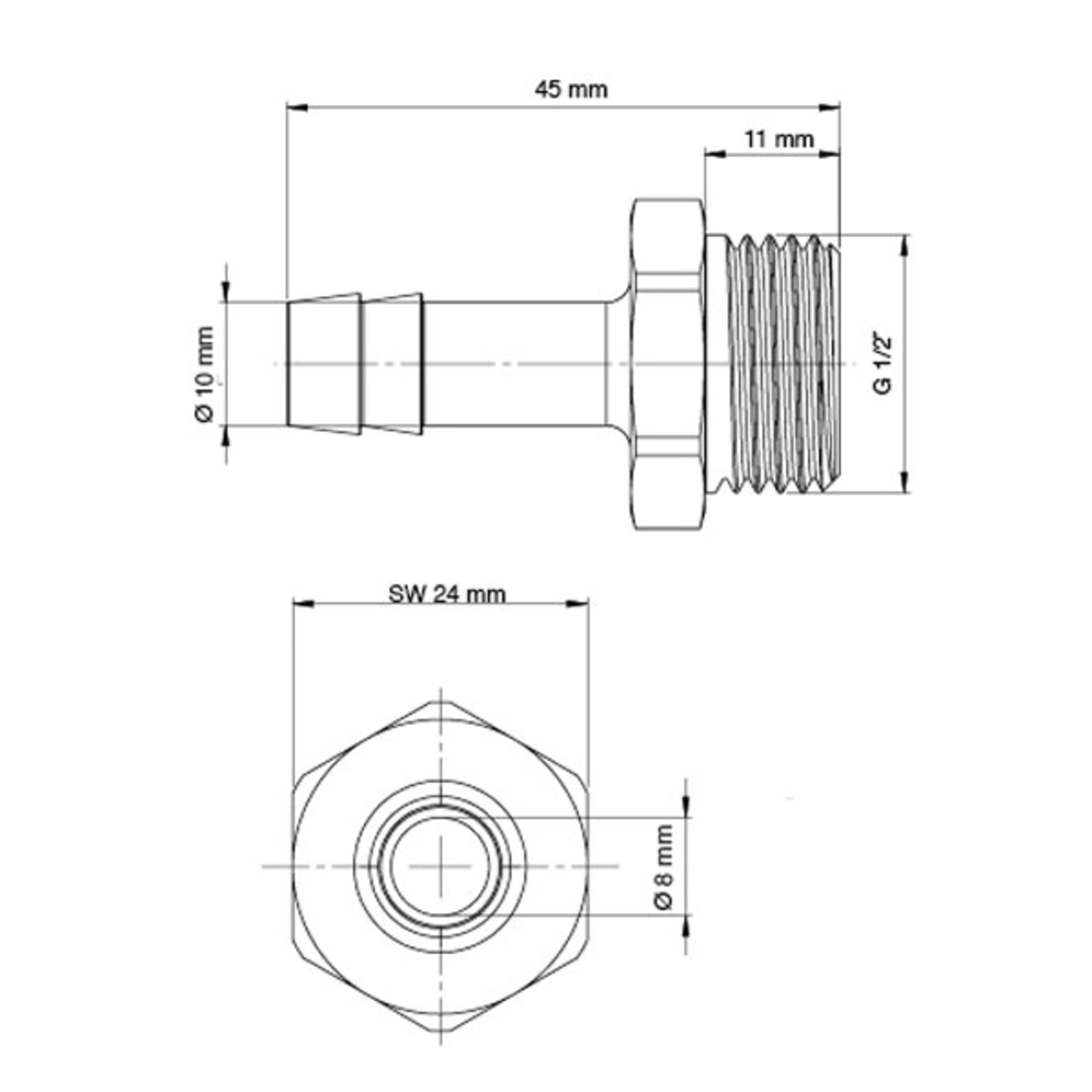 Einschraubschlauchtülle für Innen-Ø 10 mm, Gewinde G 1/2" a, Bild 4