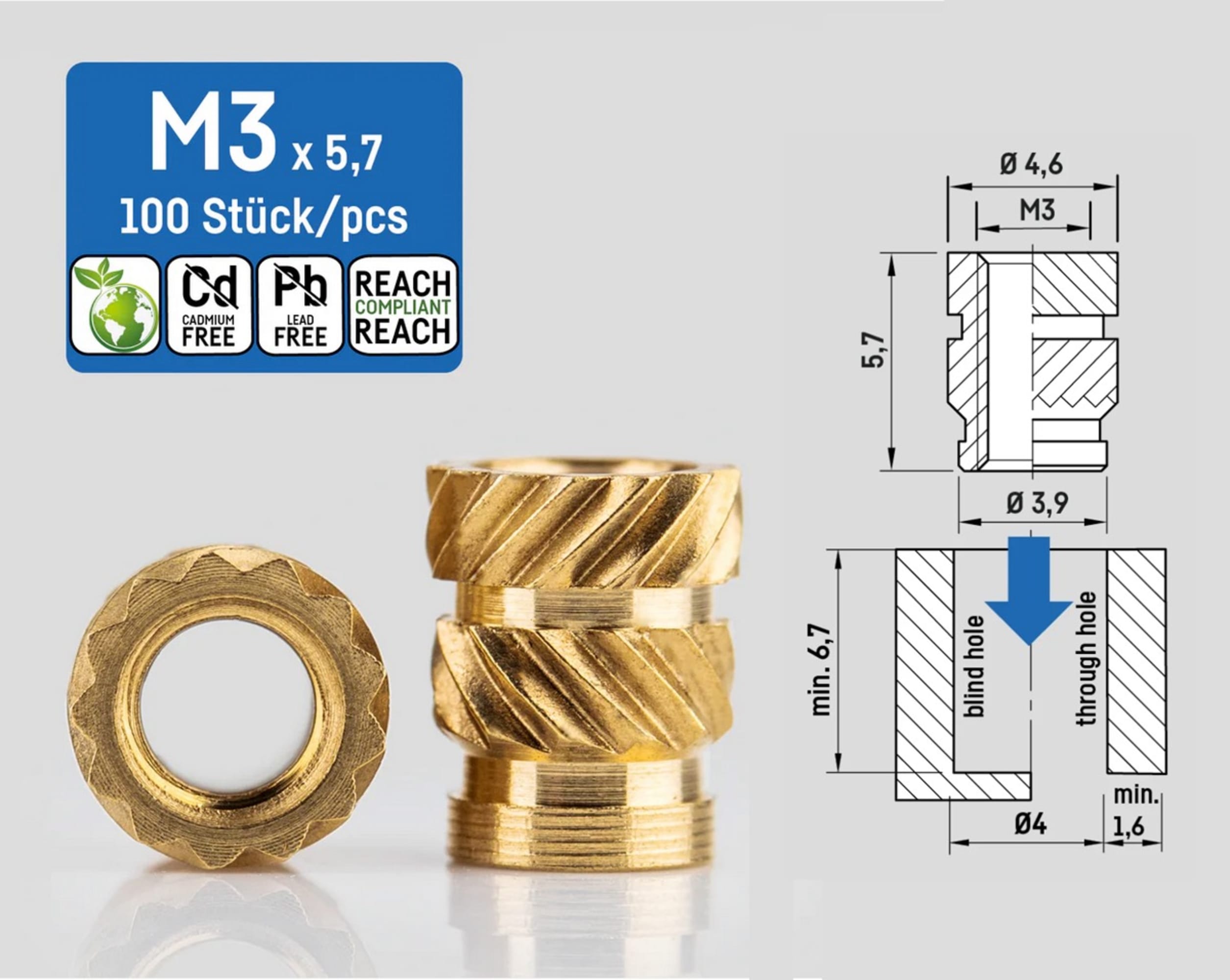 Gewindeeinsätze aus Messinglegierung, Bild 5