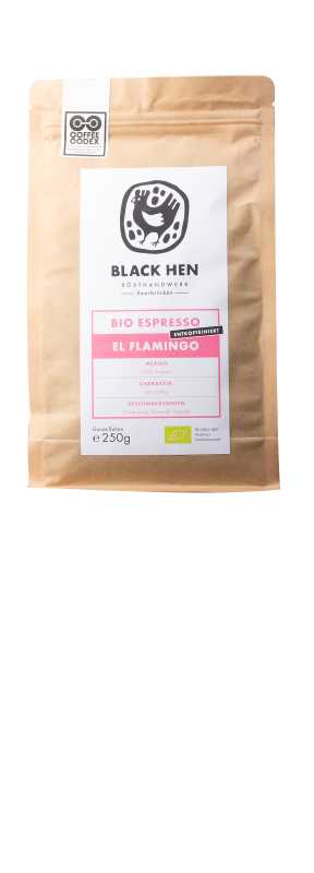 Black Hen Bio Espresso „El Flamingo“ entkoffeiniert (Bohnen, 250 g)