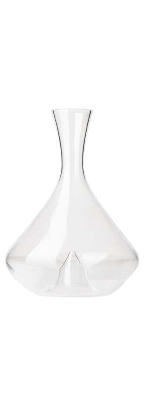 Produktfoto: Ein transparenter Glasdekanter mit breitem Boden und schmalem Hals.
