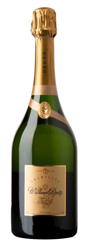 Produktfoto: Champagnerflasche mit goldener Kapsel und Etikett.