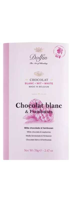 Dolfin Chocolat Blanc & Framboises - Weiße Schokolade mit Himbeeren, 70 g