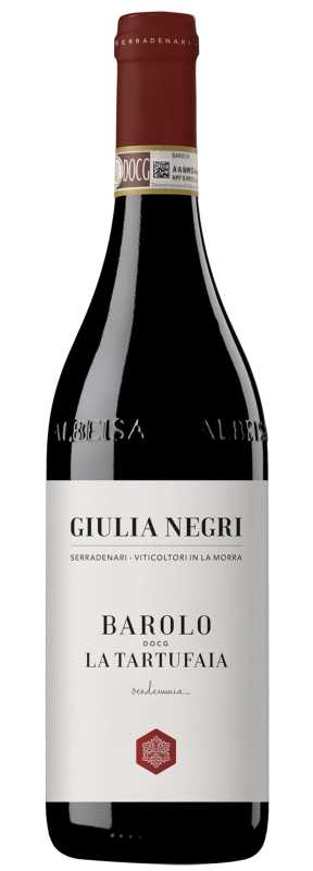 Produktfoto: Eine Flasche Rotwein mit dem Etikett 'Giulia Negri Barolo La Tartufaia'.