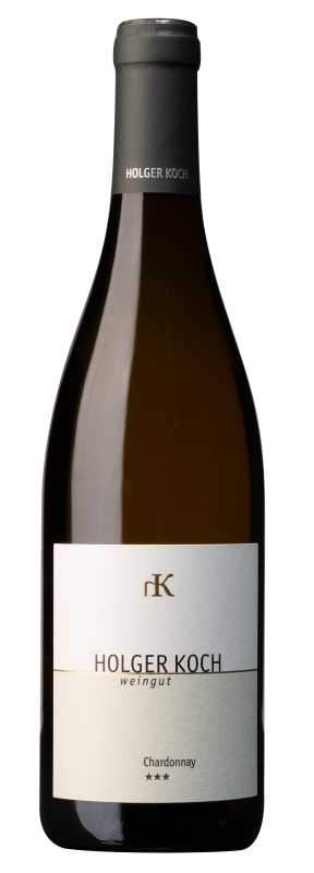 Produktfoto: Weinflasche mit Etikett Holger Koch Chardonnay.