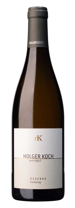 Produktfoto: Weinflasche Holger Koch Reserve Chardonnay mit Etikett.