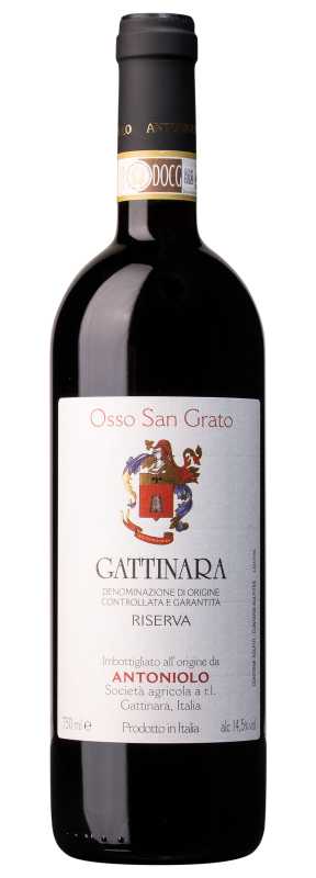 Produktfoto: Weinflasche mit Etikett “Gattinara Riserva“ von Antoniolo.