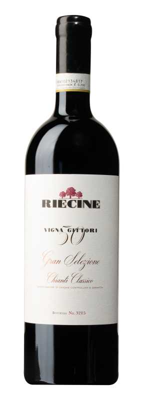 Produktfoto: Weinflasche Riecine Vigna Gittori 50 Gran Selezione Chianti Classico, Etikett mit rotem und schwarzem Text.