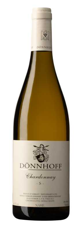 Produktfoto: Eine Flasche Chardonnay-Wein von Dönnhoff, 13% Alkoholgehalt, 750 ml, aus der Region Nahe, Deutschland.