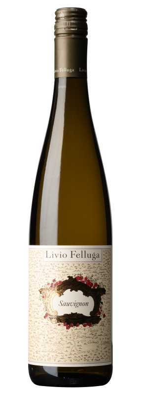 Produktfoto: Weinflasche mit Etikett 'Livio Felluga Sauvignon'.