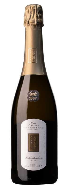 Produktfoto: Flasche Prosecco mit Etikett 'Col Credas', Jahrgang 2020.