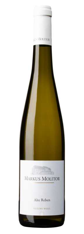 Produktfoto: Eine Weinflasche mit der Aufschrift Markus Molitor Alte Reben Riesling Mosel.