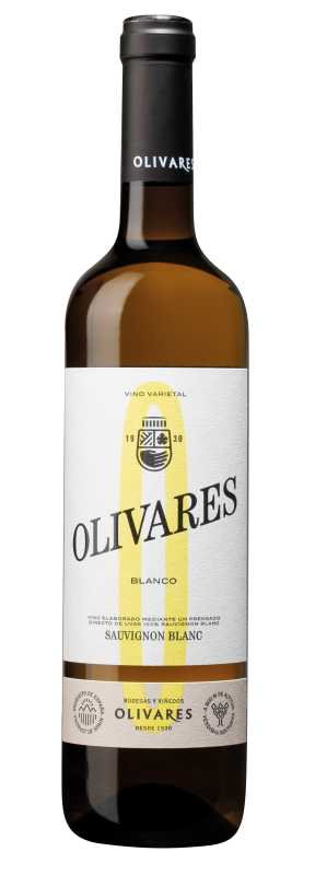 Produktfoto: Weißweinflasche mit Etikett “Olivares Sauvignon Blanc“.