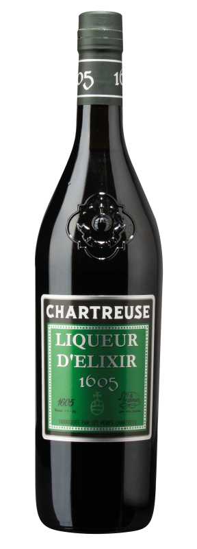 Produktfoto: Grüne Chartreuse Liqueur D'Elixir 1605 Flasche.