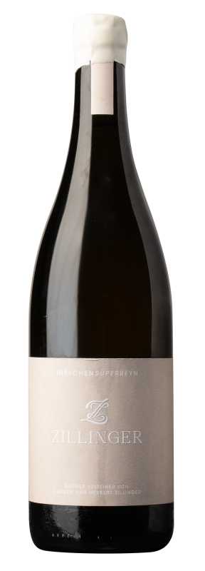 Produktfoto: Weinflasche mit Etikett Zillinger Hirschen Superreyn Grüner Veltliner.