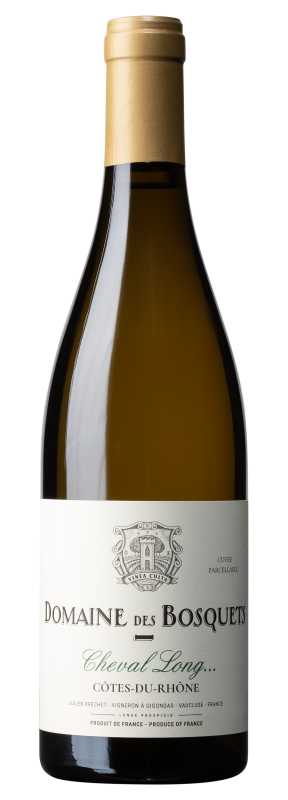 Produktfoto: Weißweinflasche Domaine des Bosquets Cheval Long Côtes-du-Rhône.
