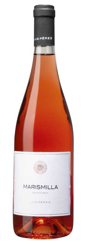 Produktfoto: Roséweinflasche Marismilla, Etikett mit Luis Pérez.