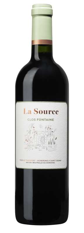 Produktfoto: Weinflasche mit Etikett La Source Clos Fontaine.