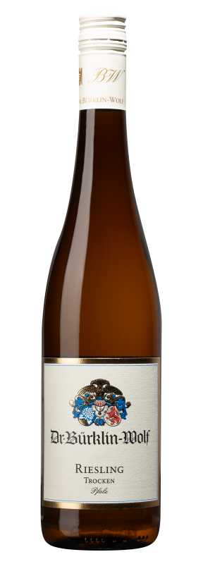 Produktfoto: Weißweinflasche Dr. Bürklin-Wolf Riesling Trocken mit Etikett.