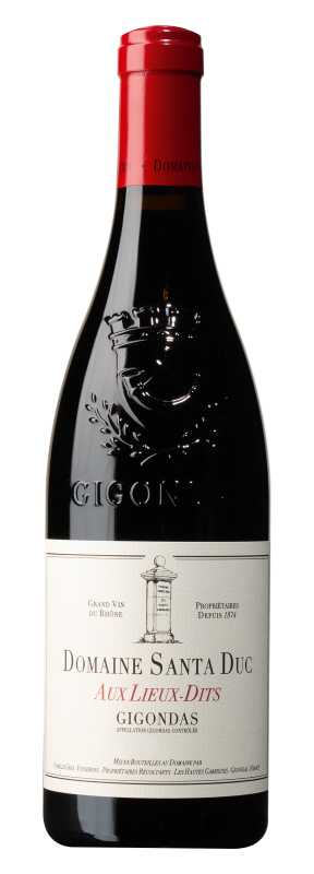 Produktfoto: Weinflasche Domaine Santa Duc Aux Lieux-Dits Gigondas mit rotem Korken.