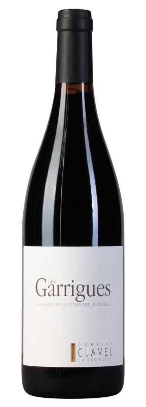 Produktfoto: Eine Weinflasche mit dem Etikett 'Les Garrigues'.