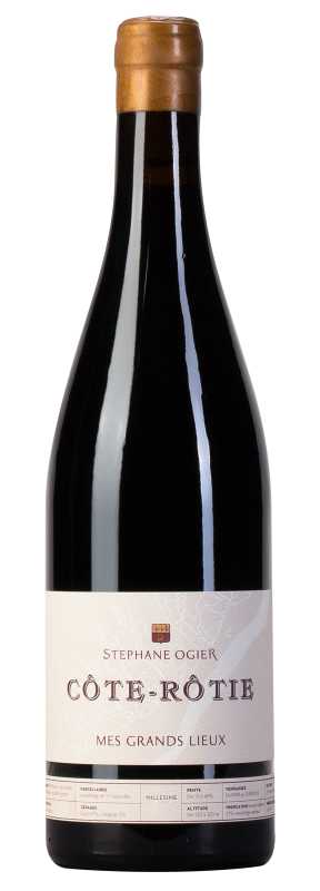 Produktfoto: Weinflasche mit Etikett “Côte-Rôtie Mes Grands Lieux“ von Stephane Ogier.