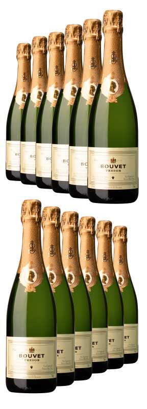 Produktfoto: Bouvet 12x „Trésor“ Saumur Brut, blanc (11 + 1 Flasche gratis) 2021
