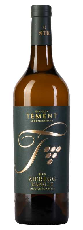 Produktfoto: Weinflasche mit grünem Etikett und goldener Schrift.