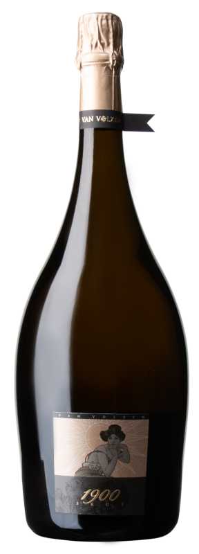 Produktfoto: Hochwertige Schlegelflasche mit goldener Kapsel und Etikett '1900 BRUT'.