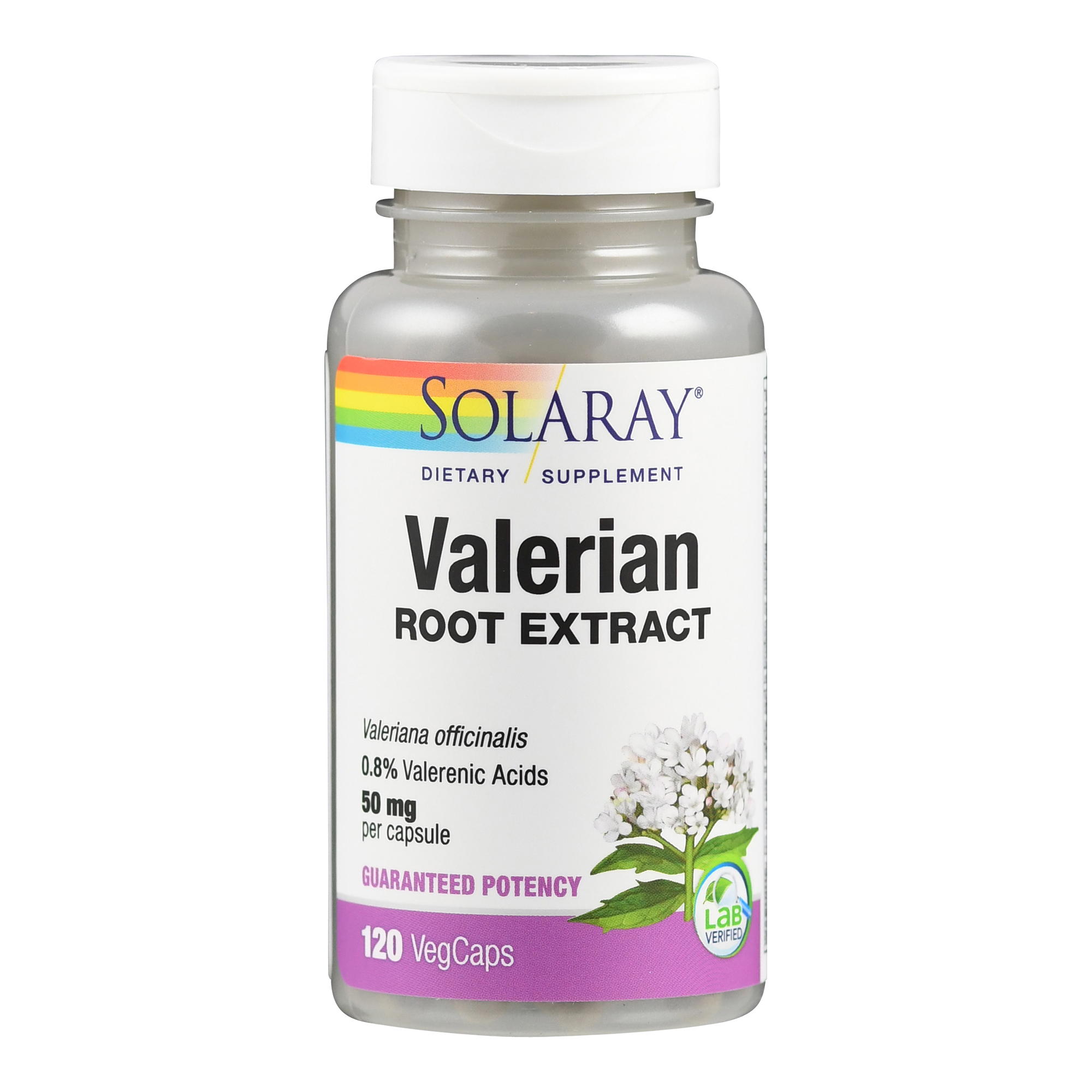Baldrian (Valerian) Wurzelextrakt 50 mg I vegan I laborgeprüft von Solaray.