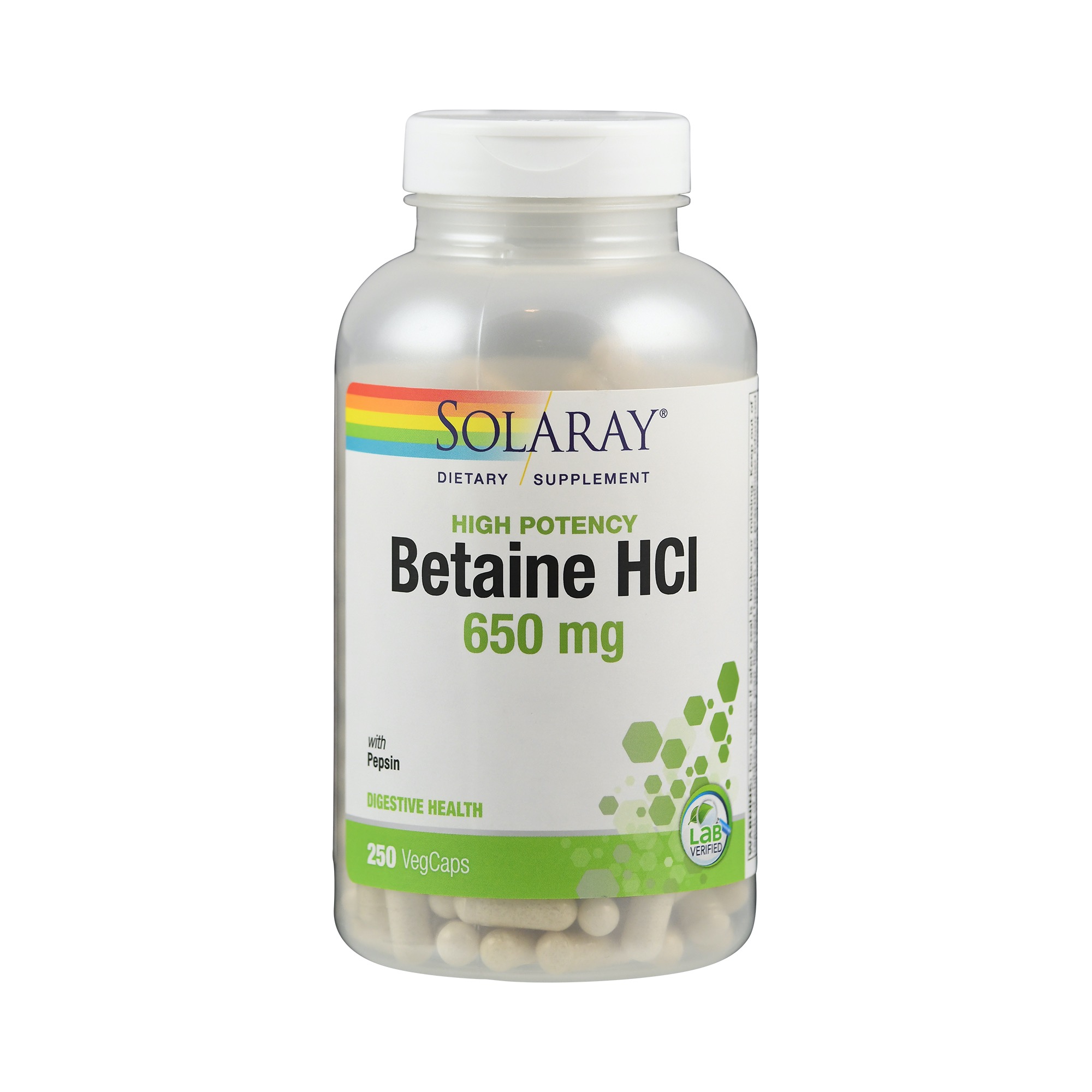 Betain HCl 650 mg + Pepsin, High Potency von Solaray.