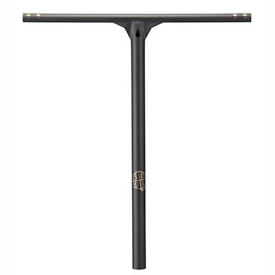 Ein schwarzer T-Lenker für einen Roller mit Logo in der Mitte.