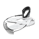 Eine weiße Surf-Leash mit schwarzer Knöchelmanschette und spiralförmigem Kabel.