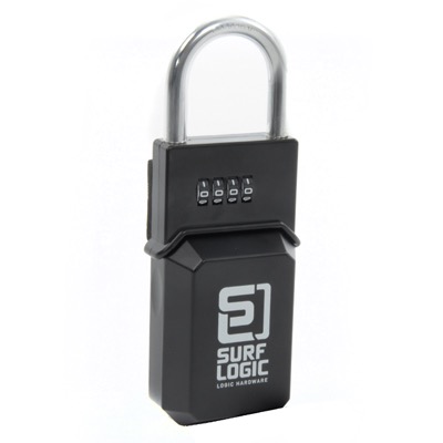 Ein schwarzes Zahlenschloss mit dem Logo 