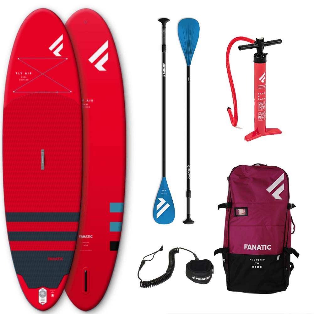 Fanatic SUP Board Fly Air 10'8 (rot) - inkl. Pure Paddel und Leash