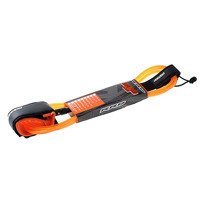 Ein orangefarbenes Kabel mit schwarzen Enden, verpackt in einer schwarzen und orangefarbenen Verpackung mit Text.