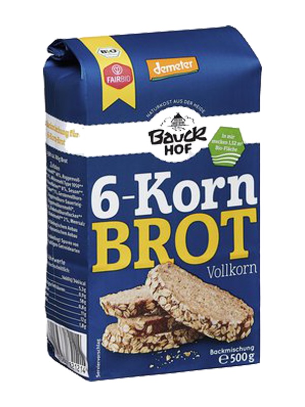 Brotbackmischung 6-Korn Brot Vollkorn, Bio