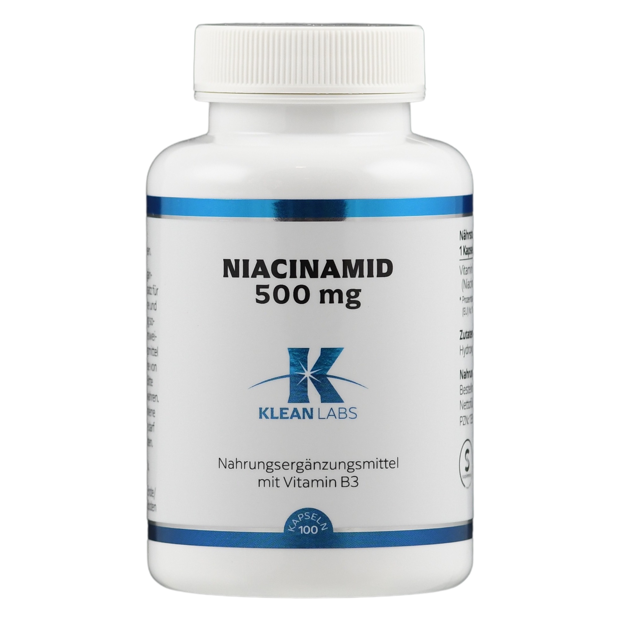 Niacinamid (B3) 500 mg von Klean Labs.