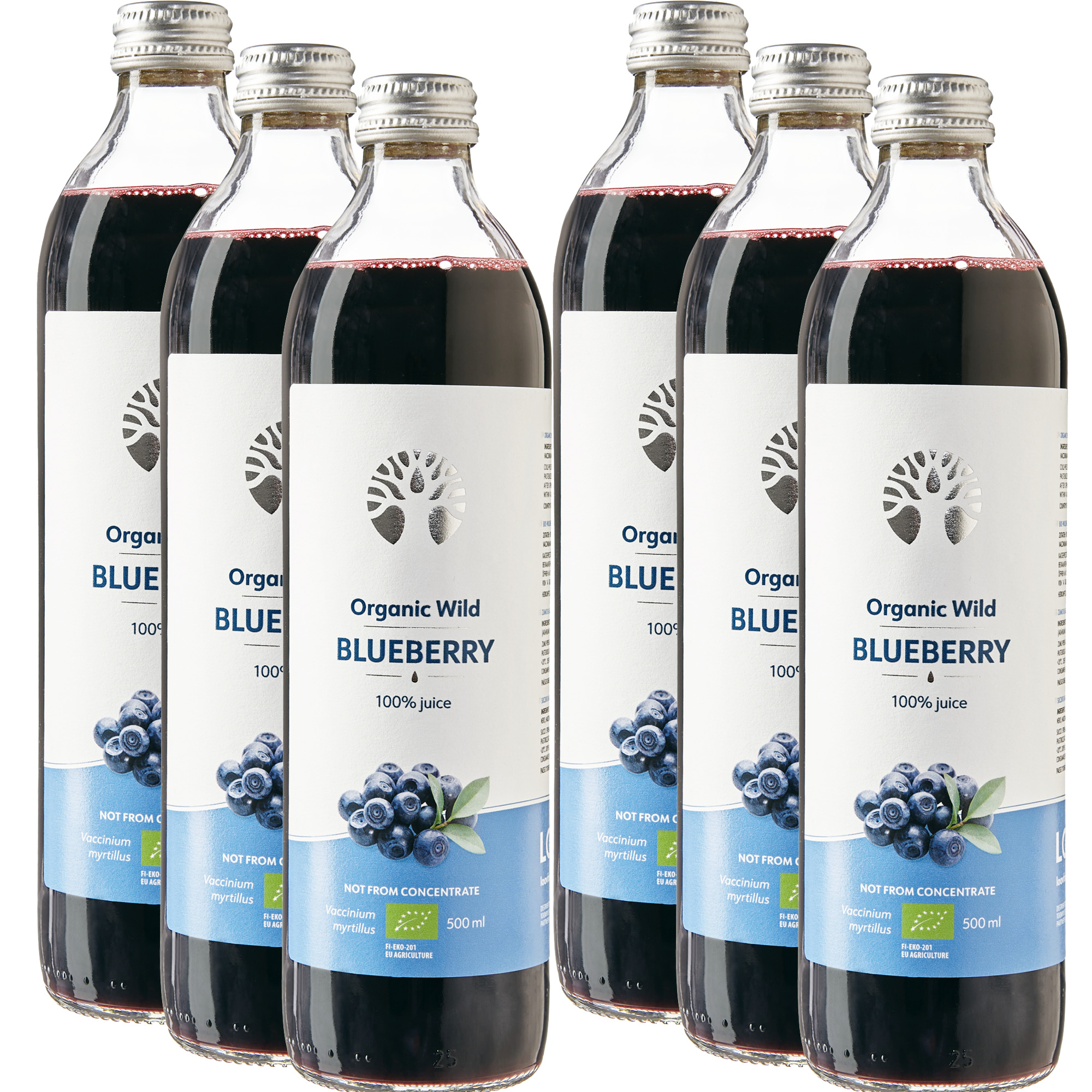 Wilde Blaubeere Sparpaket (6x Organic wild Blueberry) Saft