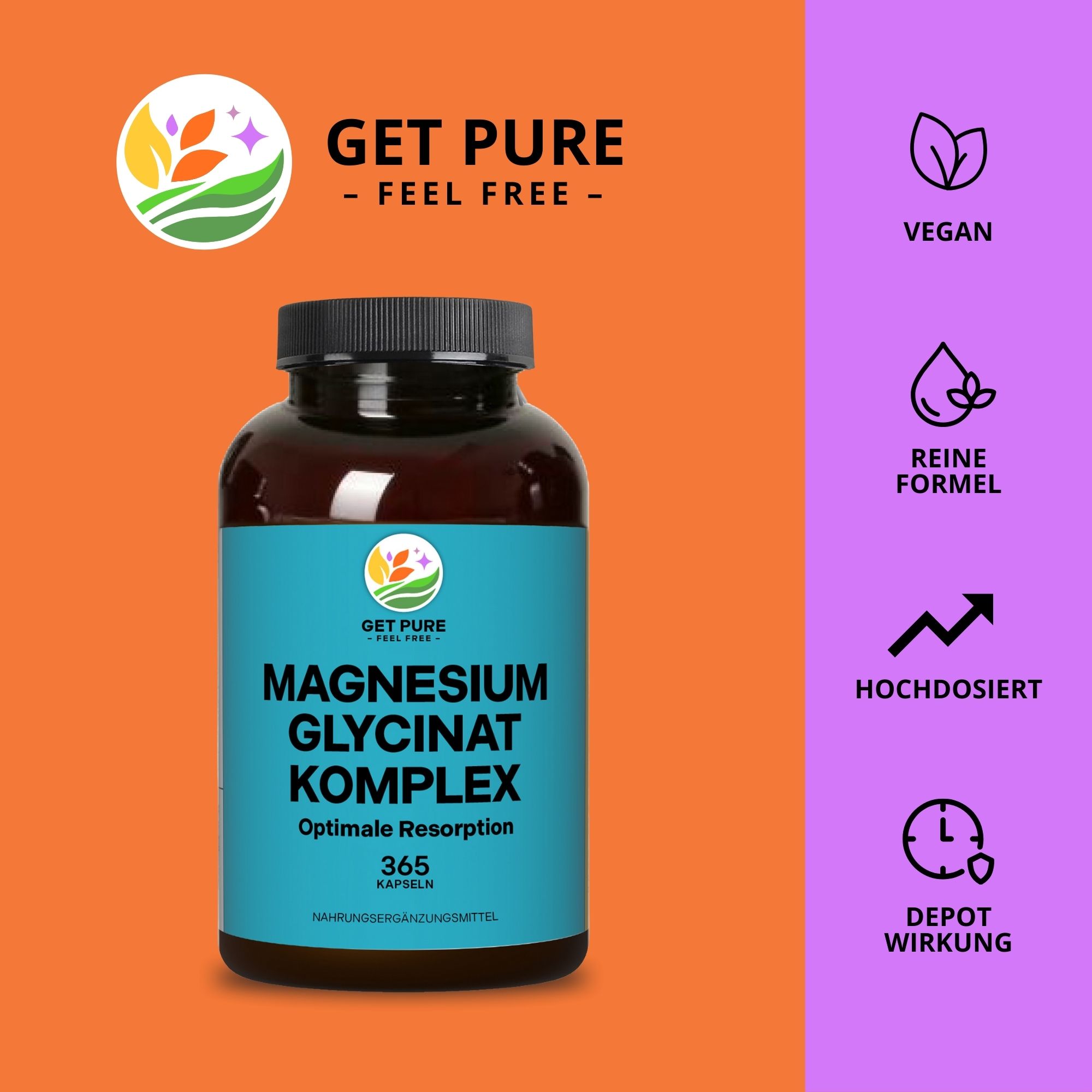 Produktfoto: Magnesium Glycinat Komplex | GET PURE - FEEL FREE