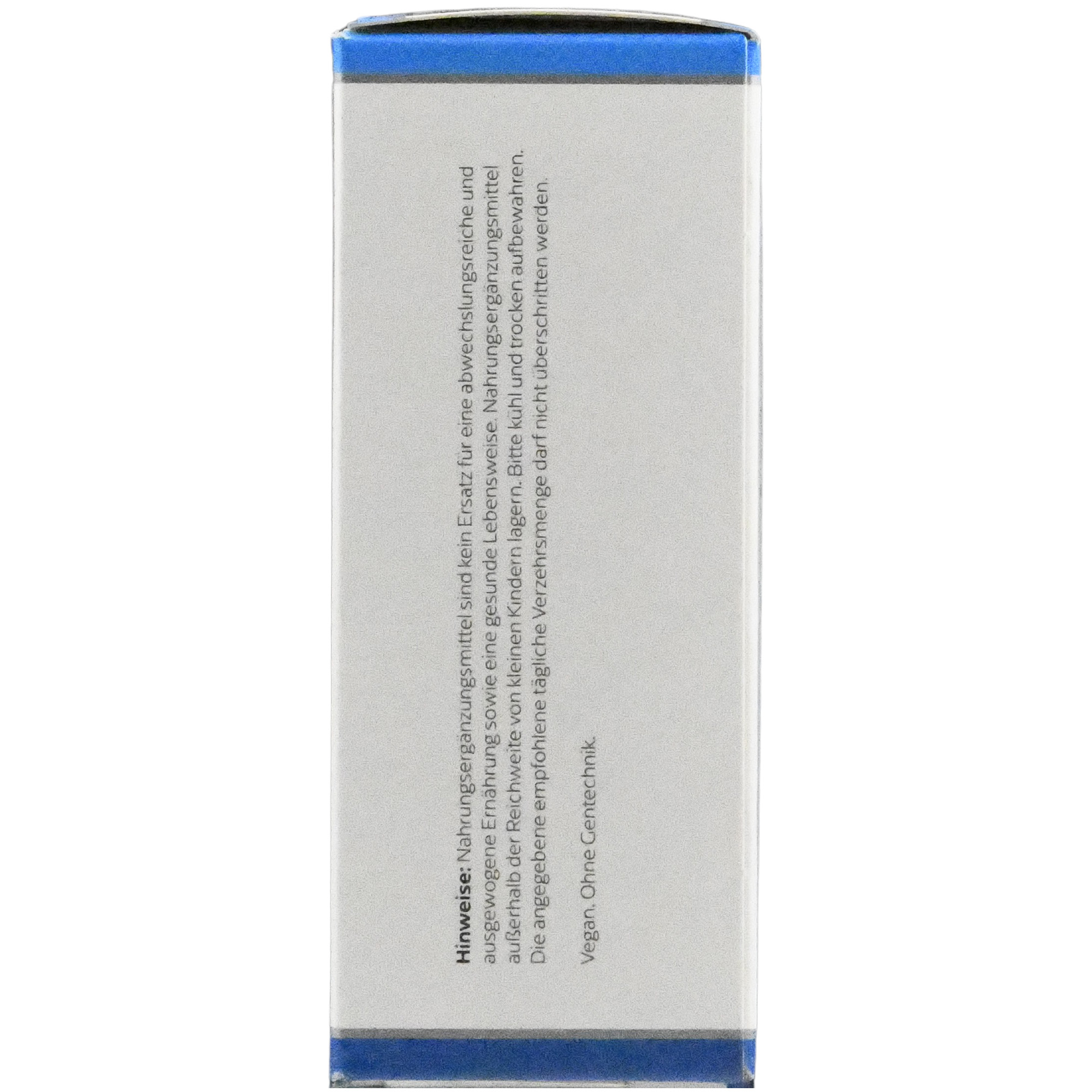 Produktfoto: Die Abbildung zeigt eine Verpackung von Klean Labs Nahrungsergänzungsmitteln. Auf der Vorderseite steht 'Vitamin B12 Folsäure'. Unten ist das Klean Labs Logo zu sehen. Die Verpackung ist in Weiß und Blau gehalten.
