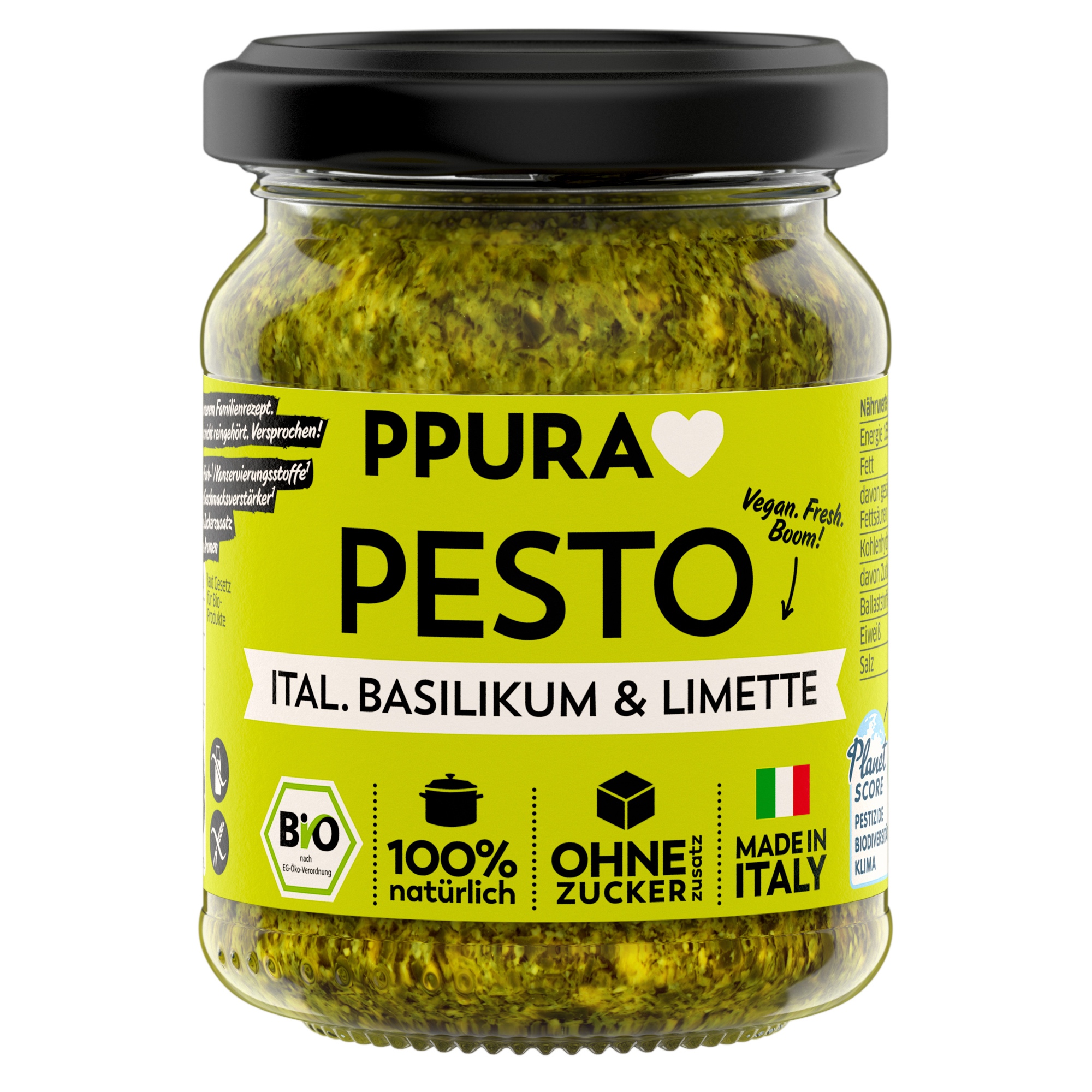 Produktfoto: Pesto Basilikum, Limette und Cashews 