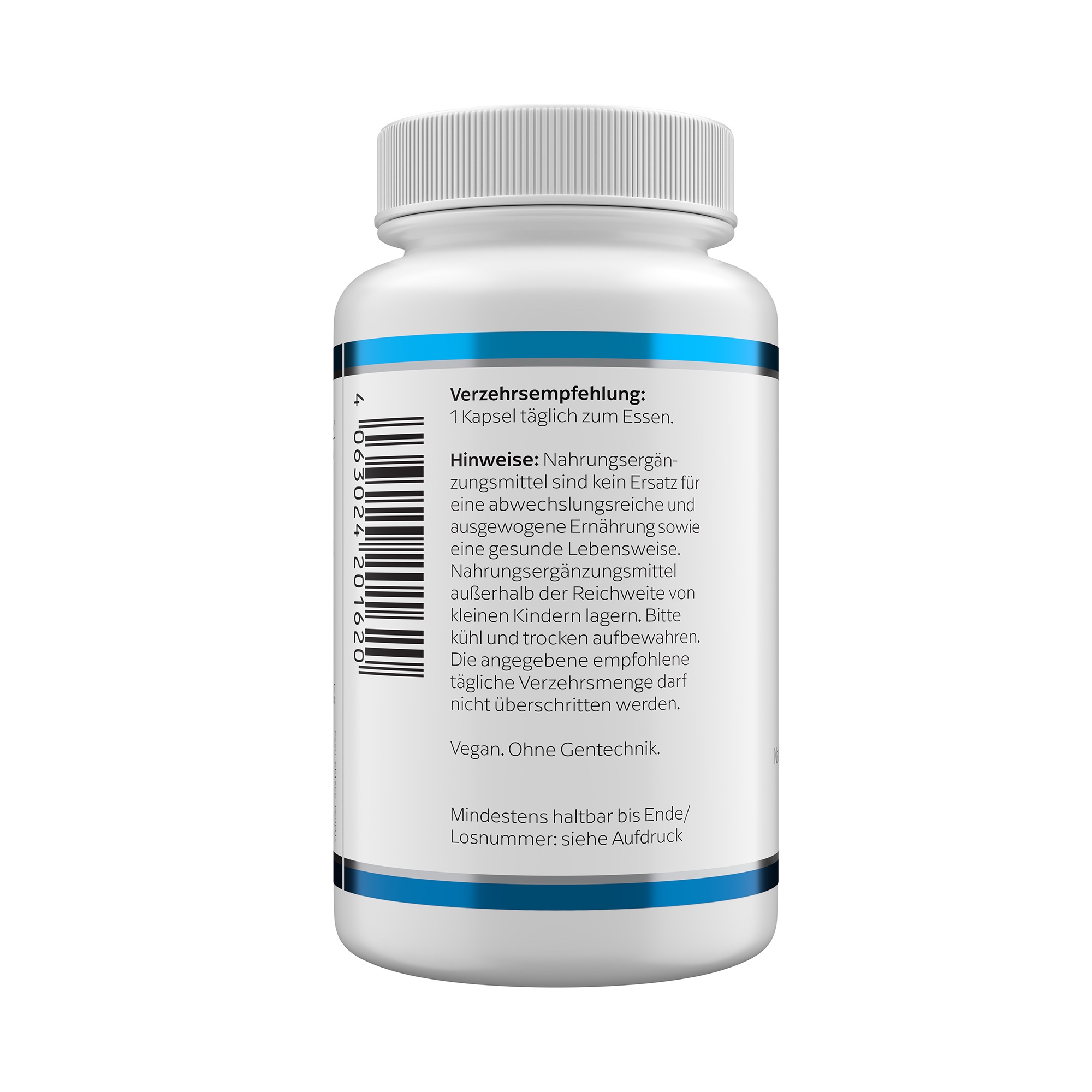 Produktfoto: Eine weiße Flasche mit blauem Etikett, auf dem 'GABA 500 mg' steht. Darunter das Logo von Klean Labs. Die Flasche enthält Nahrungsergänzungsmittel mit GABA.