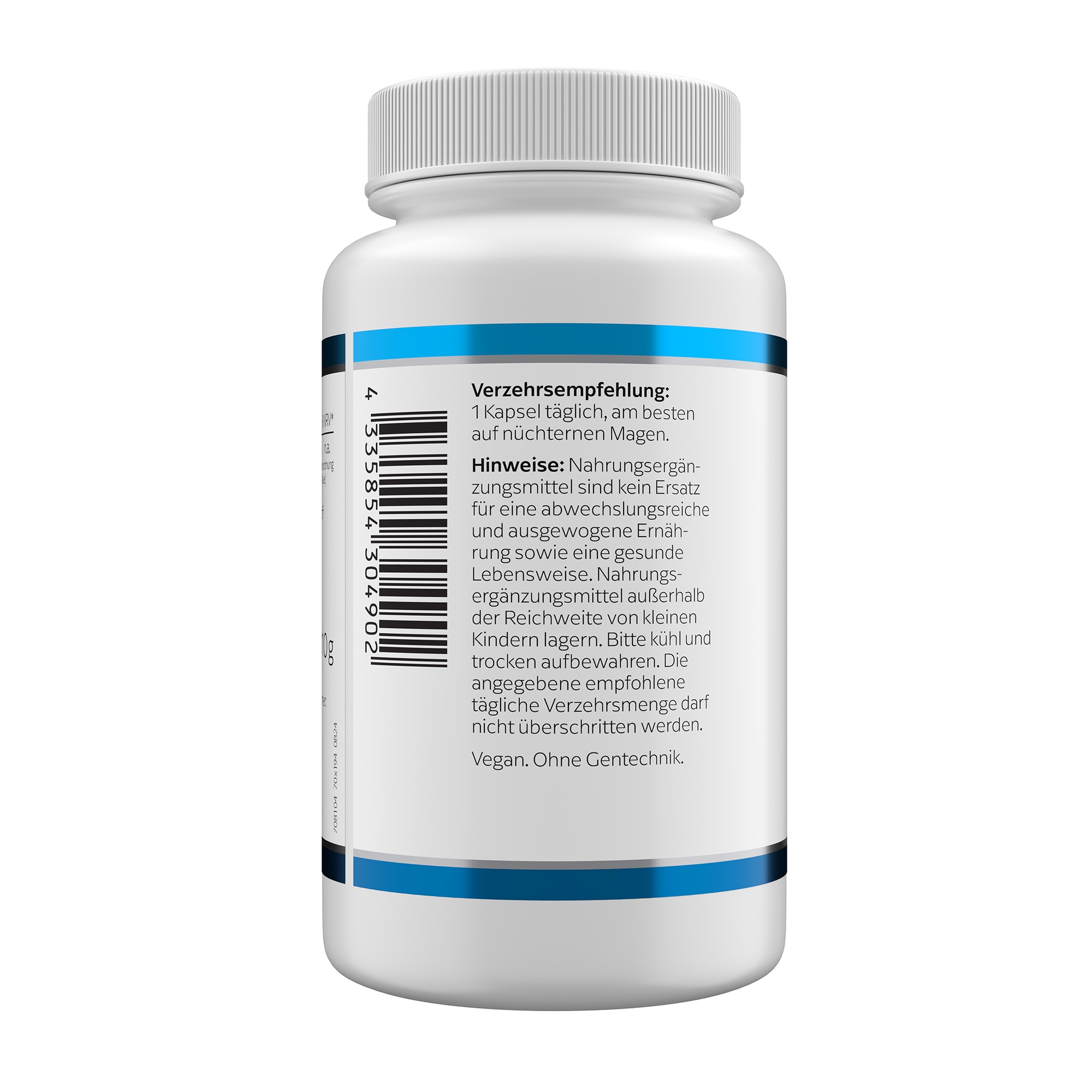 Produktfoto: Eine weiße Plastikflasche mit der Aufschrift 'L-PROLIN 500 mg' von Klean Labs. Die Flasche enthält Nahrungsergänzungsmittel mit L-Prolin, 180 Kapseln. Es gibt blaue Akzente auf der Flasche.