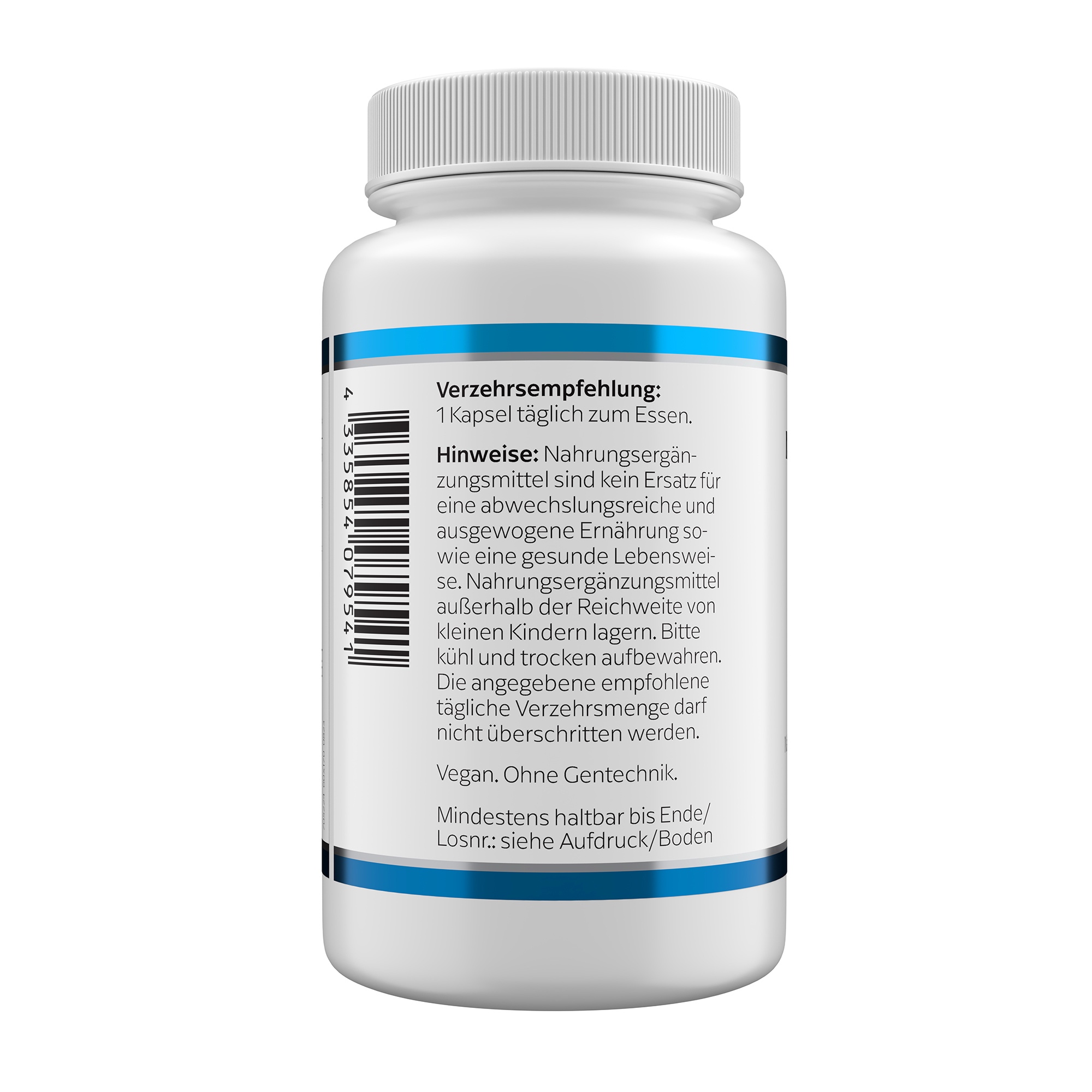 Produktfoto: Eine weiße Plastikflasche mit einem weißen Schraubverschluss. Auf der Vorderseite steht in schwarzer Schrift „NIACINAMID 500 mg“. Darunter ist ein blaues Logo mit dem Text „KLEAN LABS“. Am unteren Rand steht „Nahrungsergänzungsmittel mit Vitamin B3“. Die Flasche enthält 100 Kapseln und hat blaue Akzente auf dem Etikett.
