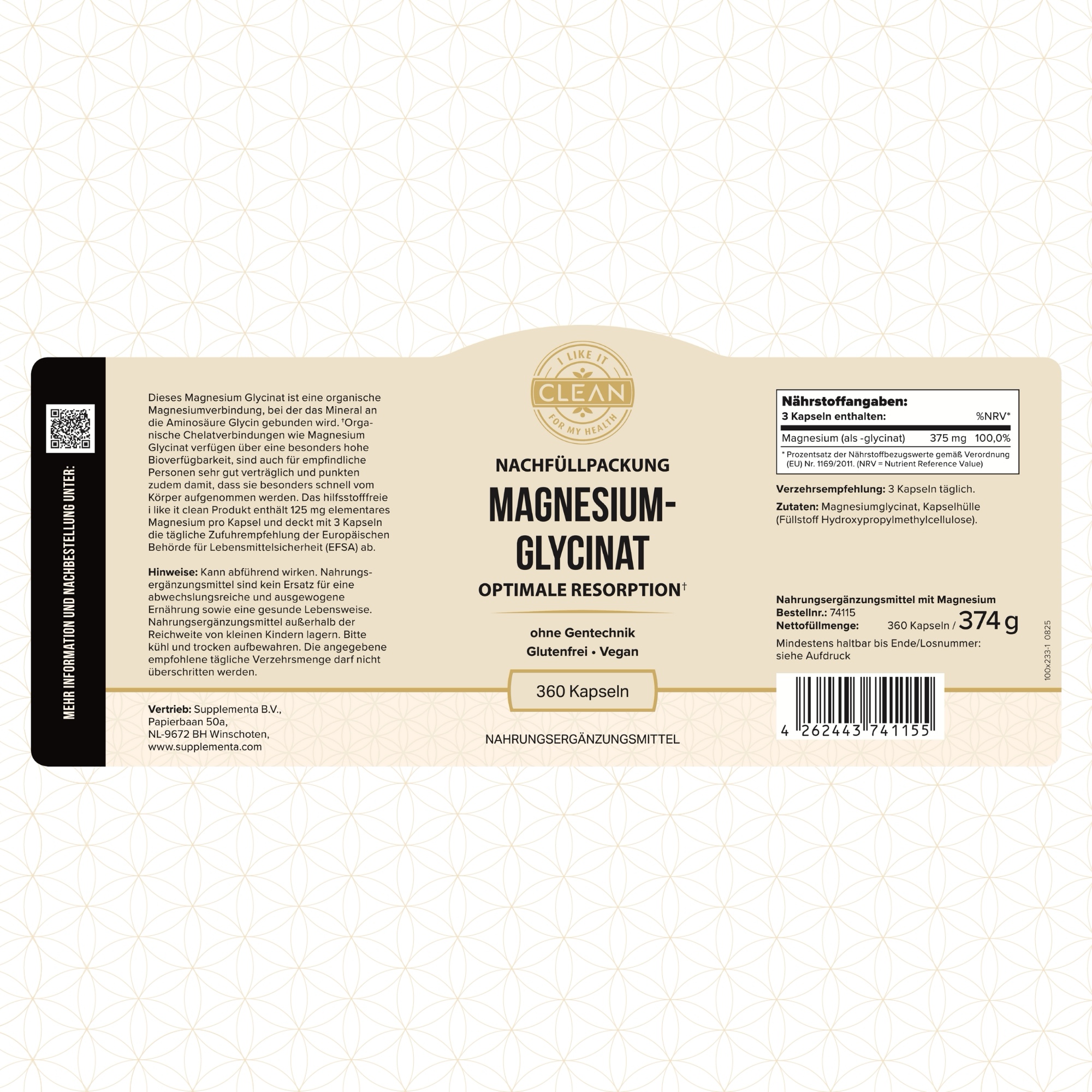 Produktfoto: Magnesiumglycinat Nachfüllpackung | i like it clean