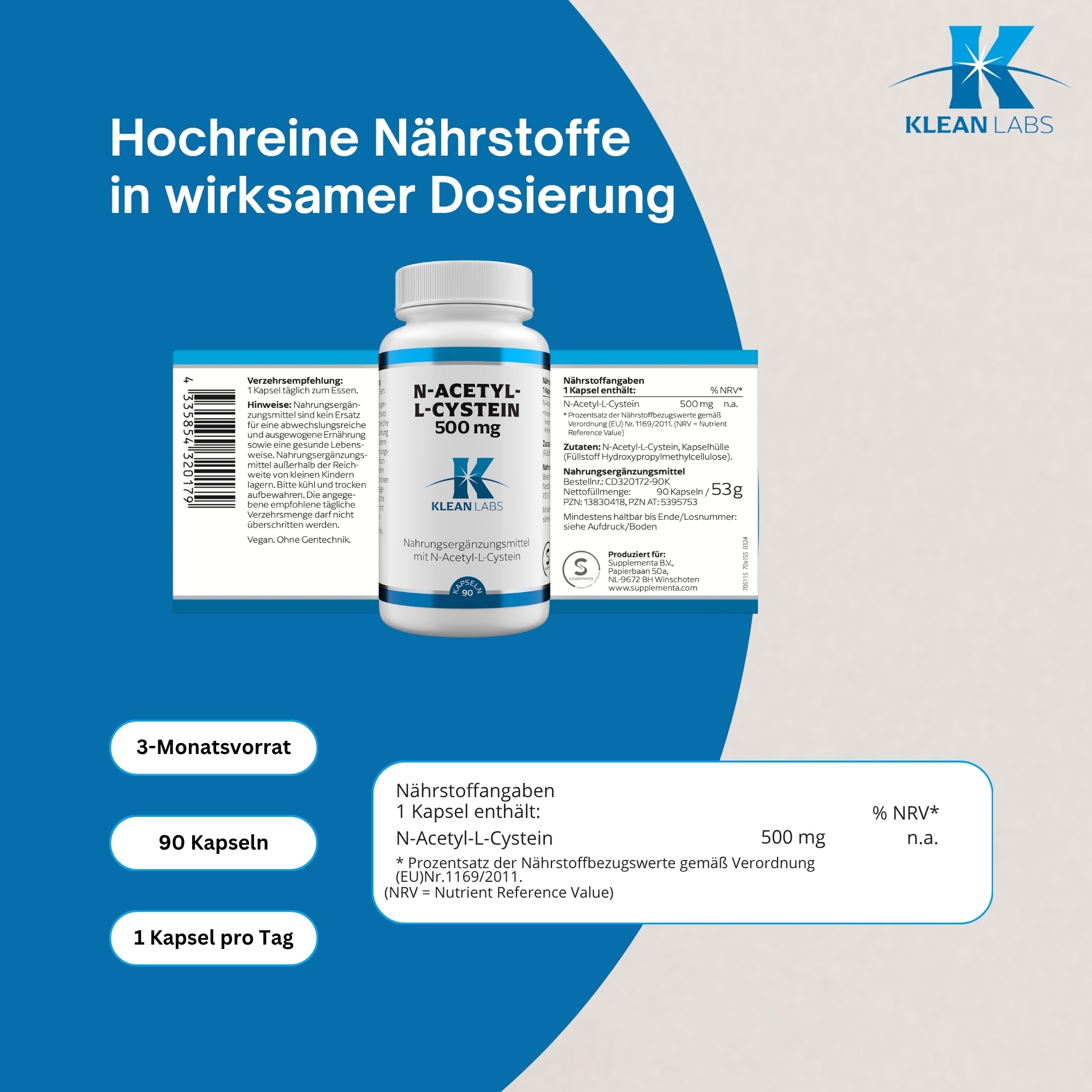 Produktfoto: N-Acetyl-L-Cystein 500 mg